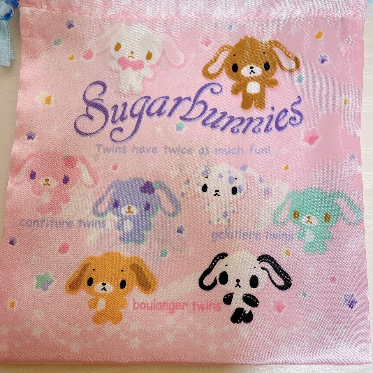 Sanrio Sugar Bunnies Bag Drawstring Pink 3 Set Small Cup Cake Kawaii Character