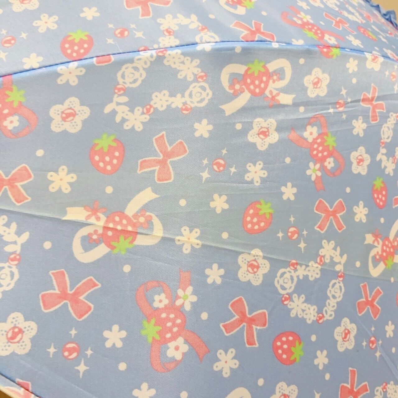 Mother Garden Umbrella Blue Strawberry Frill Flower Heart Ribbon Kawaii Rare