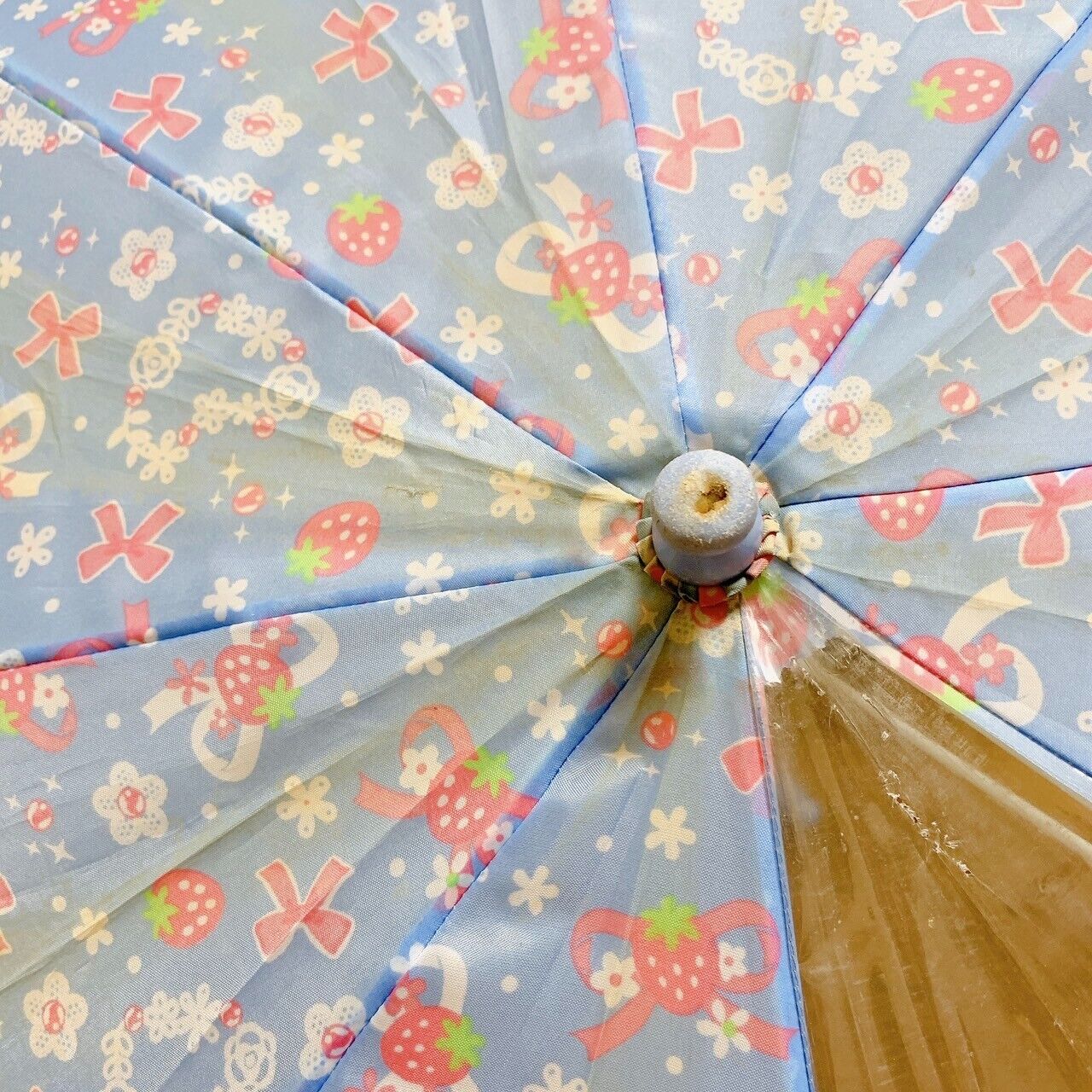 Mother Garden Umbrella Blue Strawberry Frill Flower Heart Ribbon Kawaii Rare