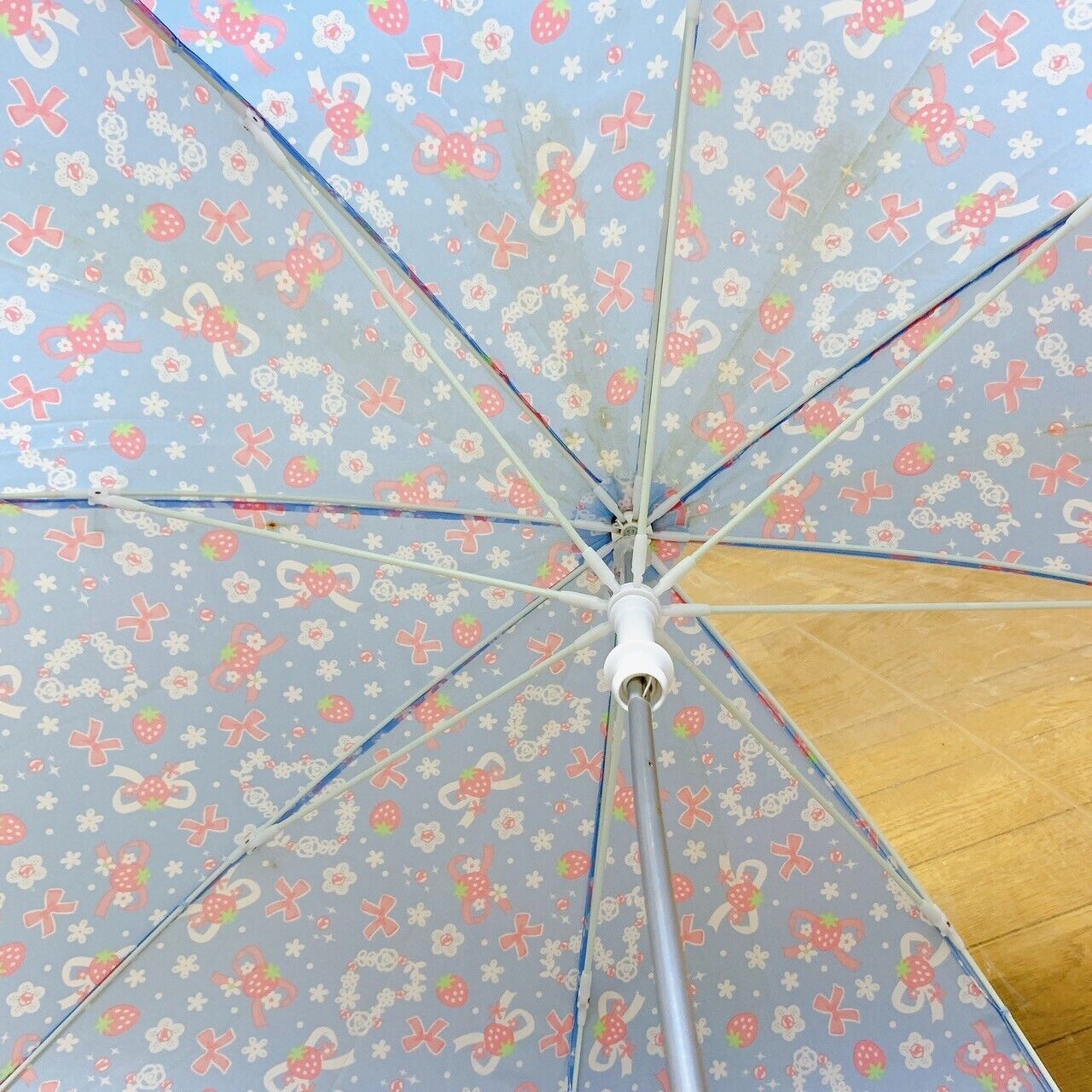 Mother Garden Umbrella Blue Strawberry Frill Flower Heart Ribbon Kawaii Rare