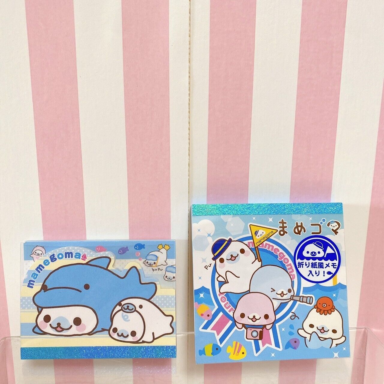 San-X Mamegoma Memo Pad Set 2 Notepad Stationery Sea Animals Blue Kawaii Rare