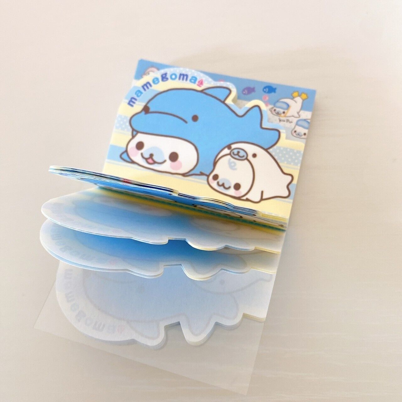 San-X Mamegoma Memo Pad Set 2 Notepad Stationery Sea Animals Blue Kawaii Rare