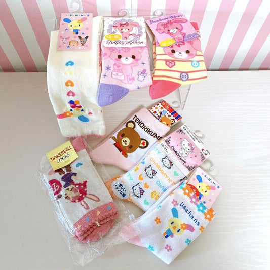 Sanrio Character Socks Set 7 Usahana Charmmy Kitty Tenorikuma Bonbon Ribbon Rare