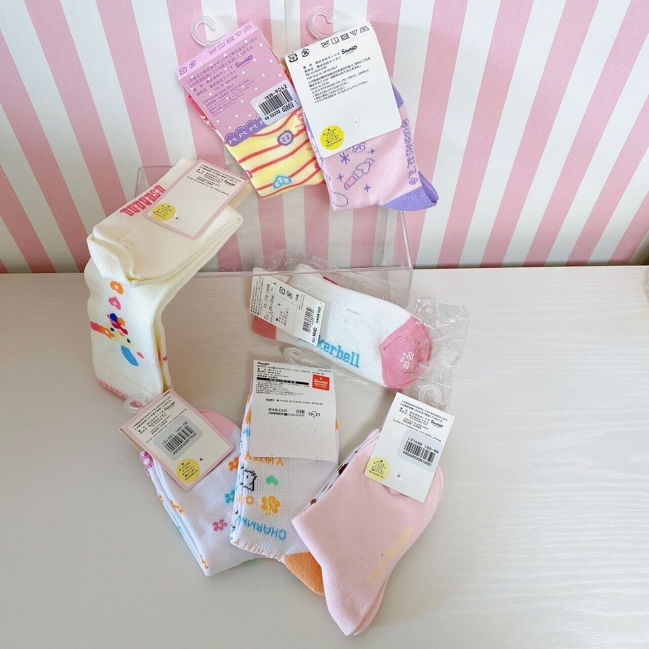 Sanrio Character Socks Set 7 Usahana Charmmy Kitty Tenorikuma Bonbon Ribbon Rare