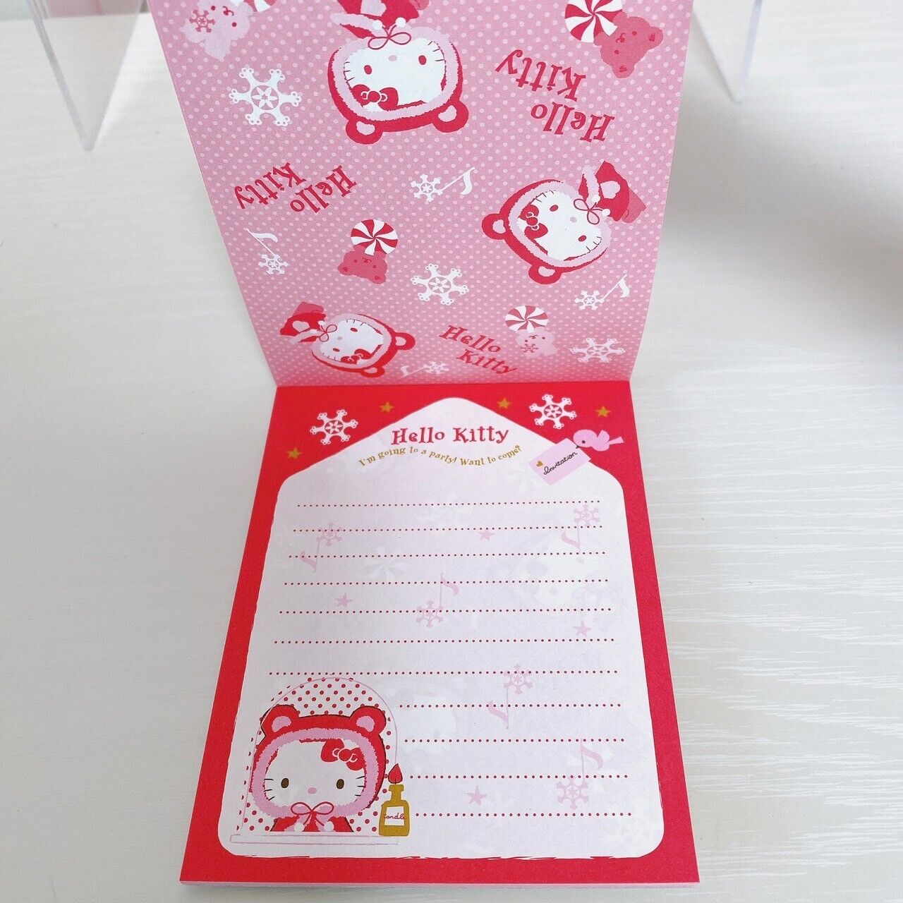 Sanrio Hello Kitty Sticker Memo Pad Notepad Mini Umbrella Set Stationery Pink