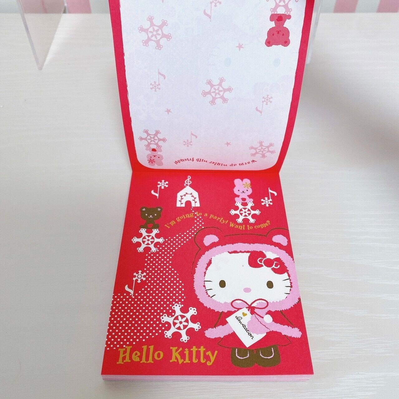 Sanrio Hello Kitty Sticker Memo Pad Notepad Mini Umbrella Set Stationery Pink