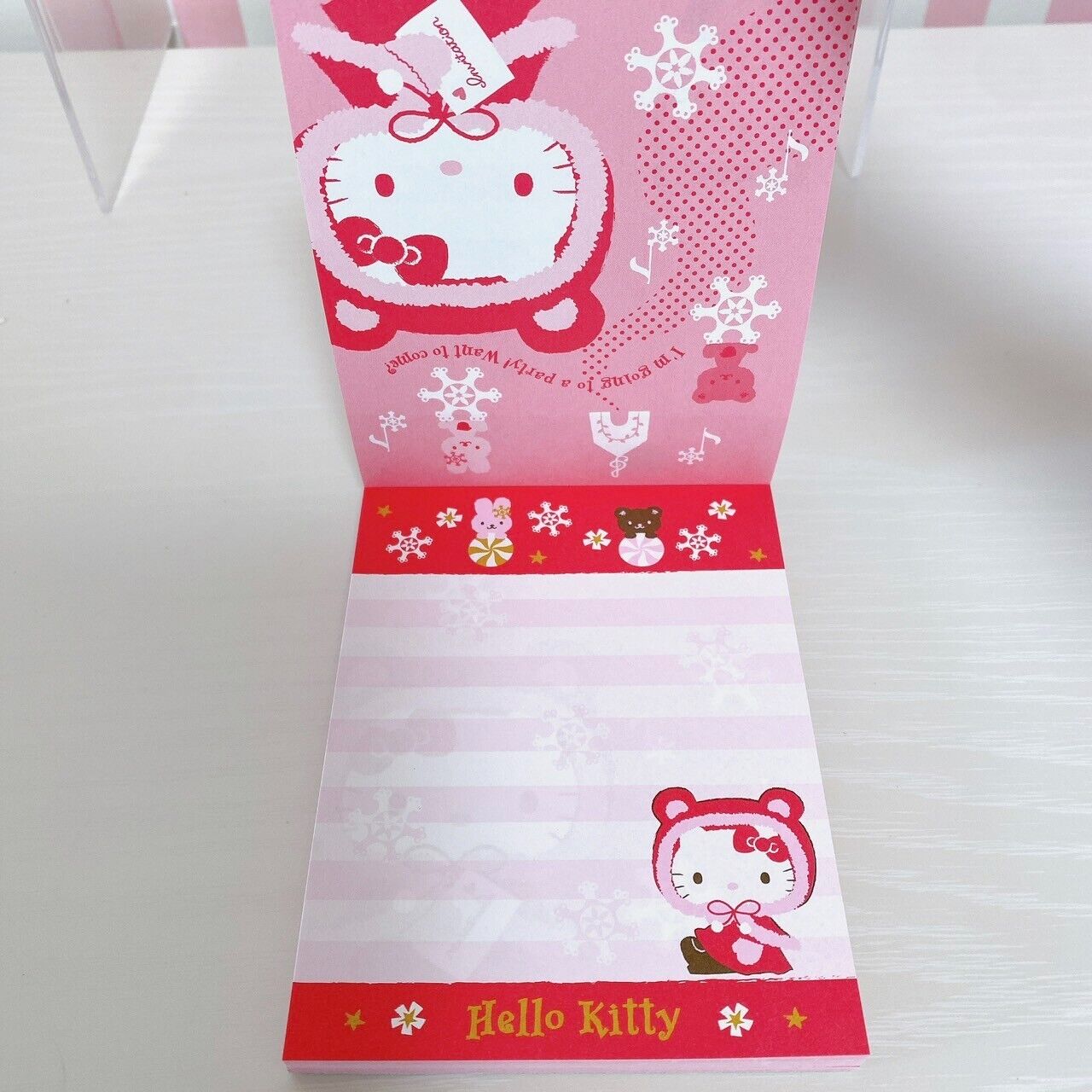 Sanrio Hello Kitty Sticker Memo Pad Notepad Mini Umbrella Set Stationery Pink