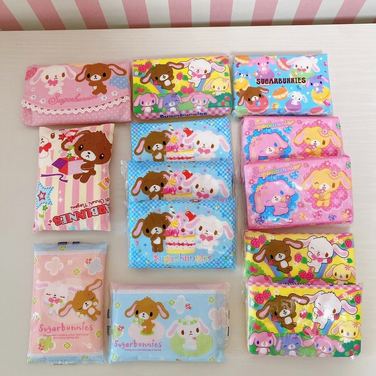 Sanrio Sugarbunnies Bunnies Pocket Tissue Set Mini Shirousa Kurousa Rabbit Rare