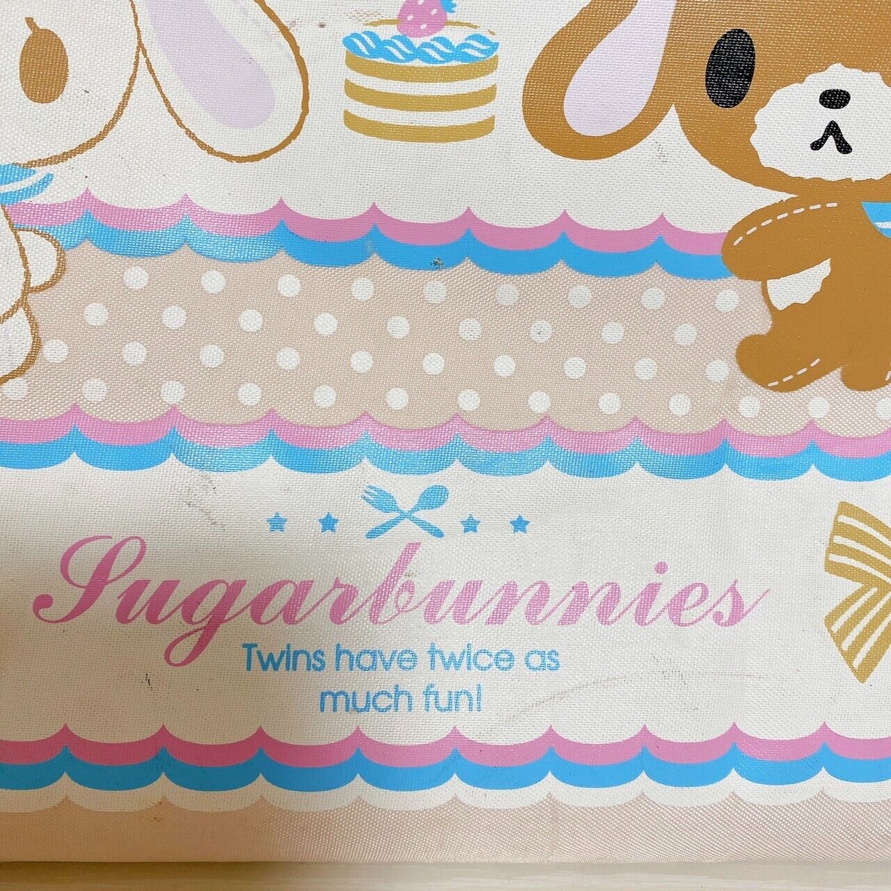 Sanrio Sugar Bunnies Tote Bag Lesson Bag Ribbon Shirousa Kurousa Kawaii Used