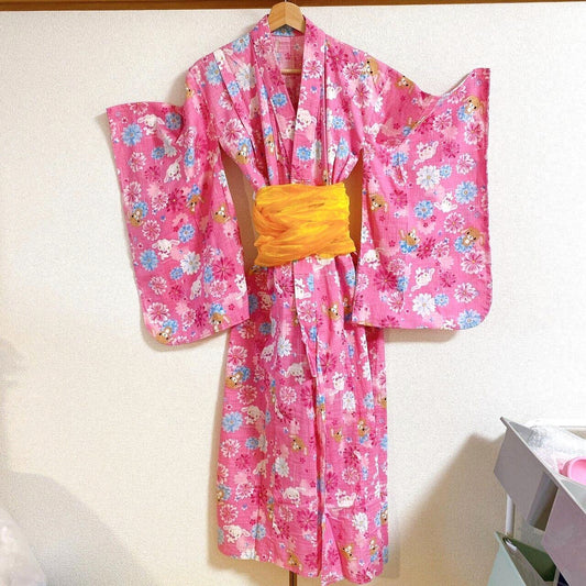 Sanrio Sugar Bunnies Yukata 130cm Informal Summer Kimono Pink Shirousa Kurousa