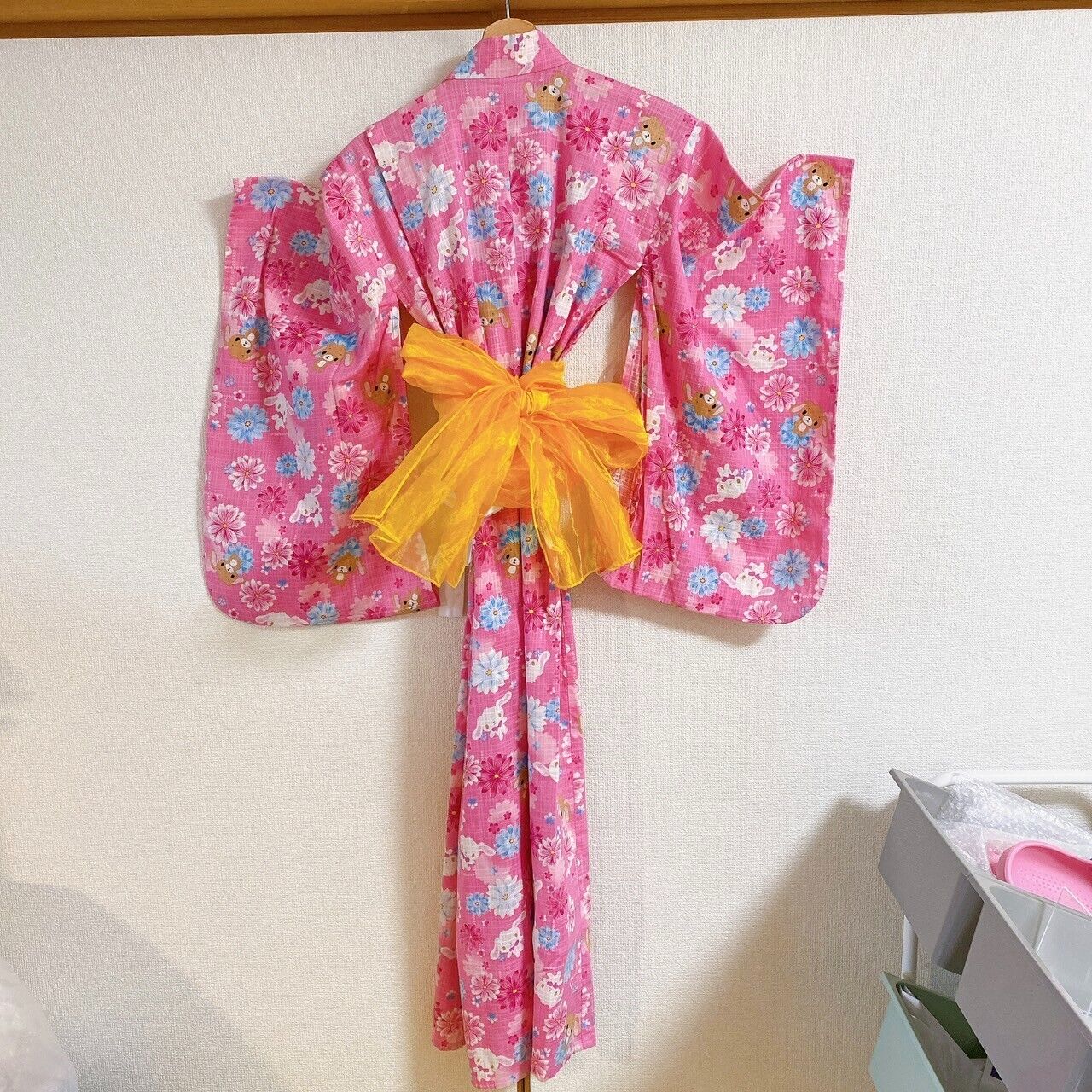 Sanrio Sugar Bunnies Yukata 130cm Informal Summer Kimono Pink Shirousa Kurousa