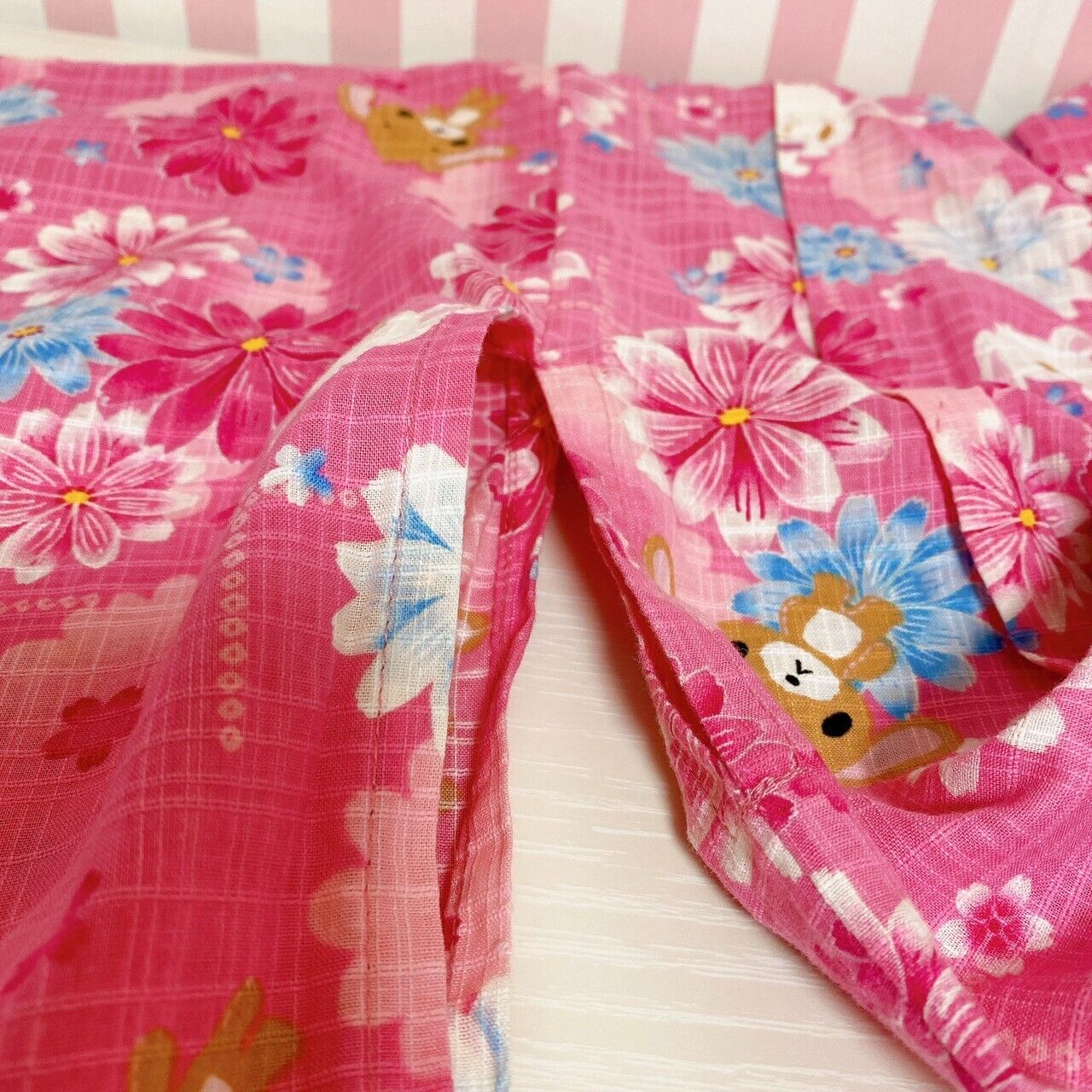 Sanrio Sugar Bunnies Yukata 130cm Informal Summer Kimono Pink Shirousa Kurousa