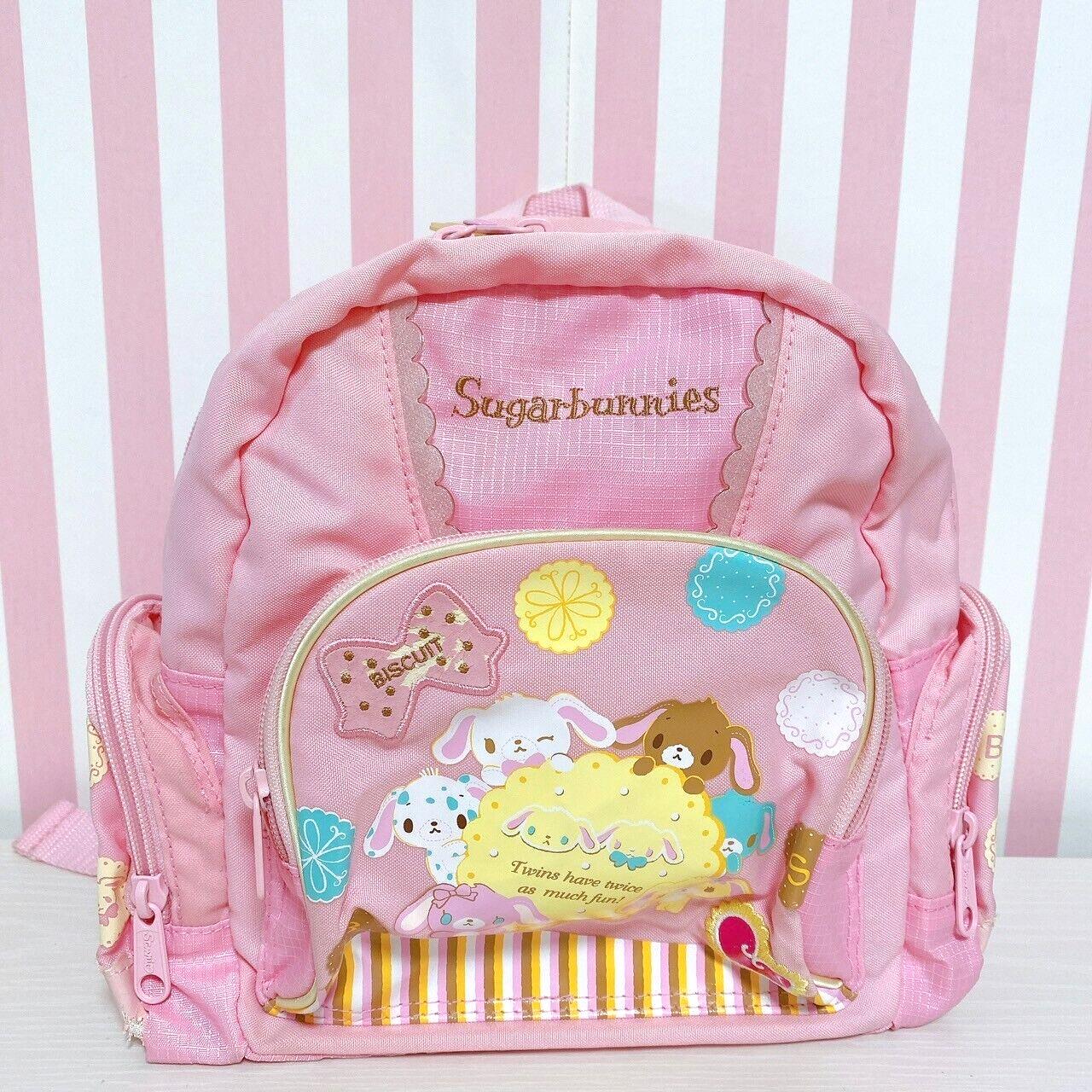 Sanrio Sugar Bunnies Backpack Rucksack Bag School Kids Pink Sweets Biscuit Rare