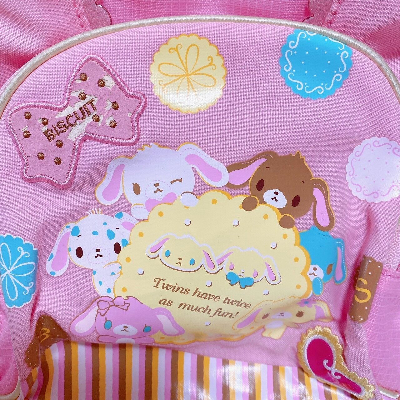 Sanrio Sugar Bunnies Backpack Rucksack Bag School Kids Pink Sweets Biscuit Rare