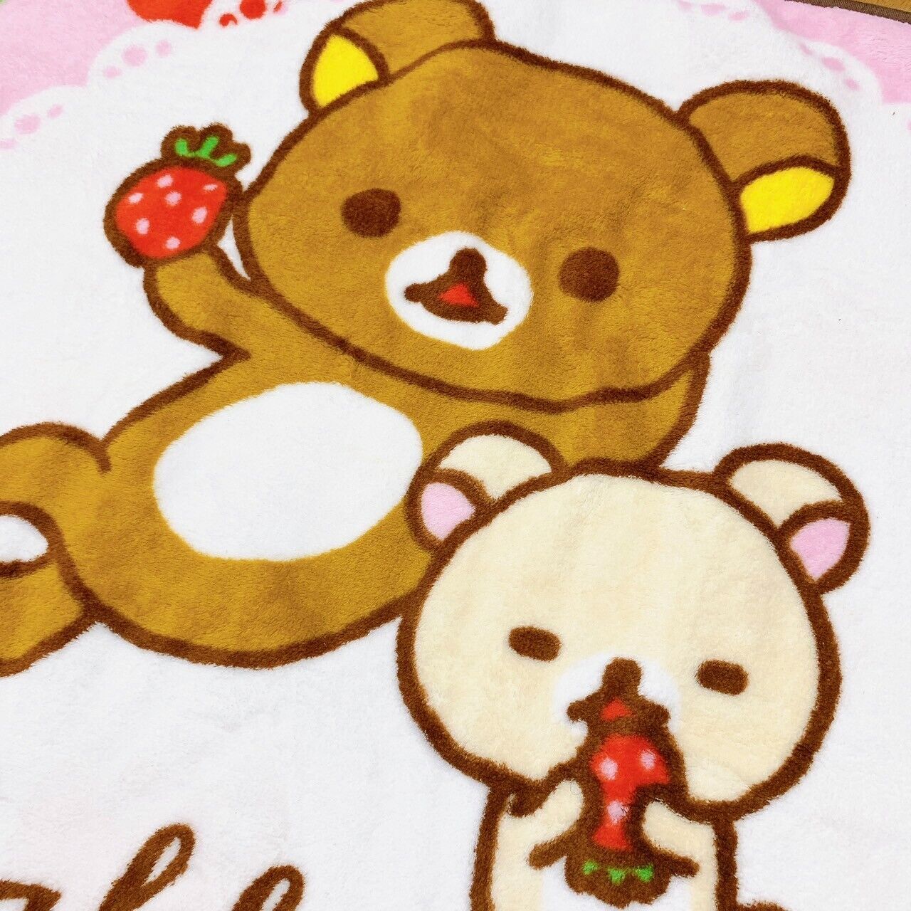 Rilakkuma Korilakkuma San-X Pink Blanket Fluffy Strawberry Flower Kawaii Lace