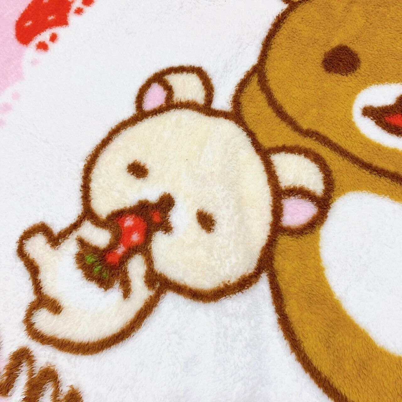 Rilakkuma Korilakkuma San-X Pink Blanket Fluffy Strawberry Flower Kawaii Lace