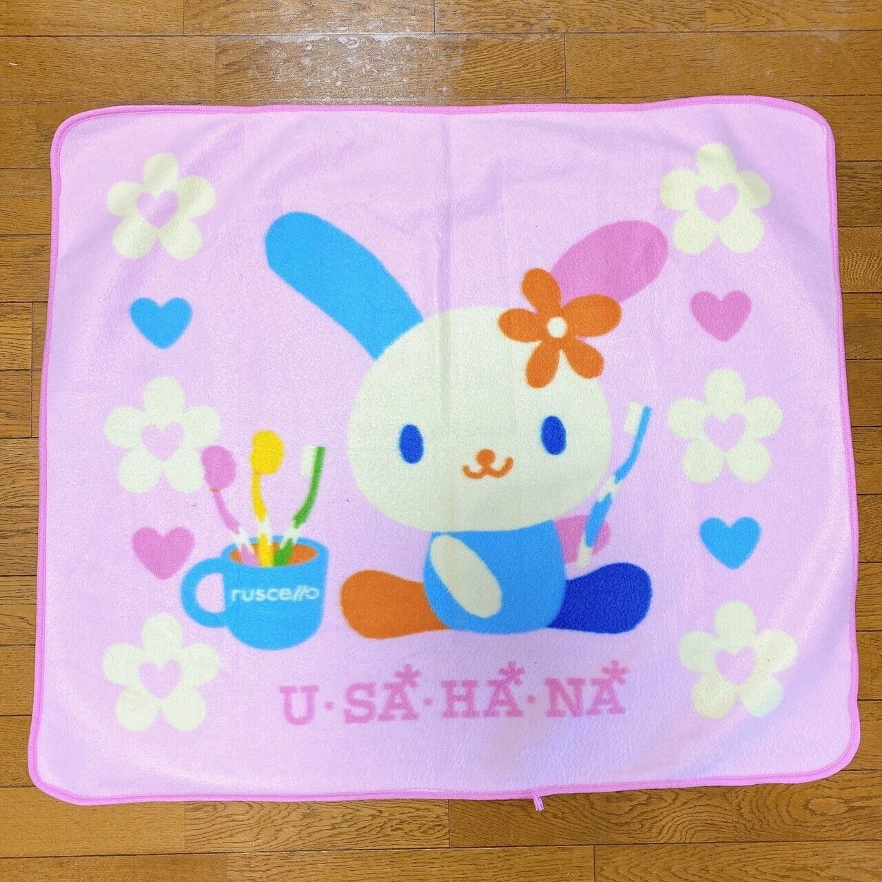 Sanrio Usahana Blanket Pink Flower Heart Toothbrush Rabbit Kawaii Character Rare