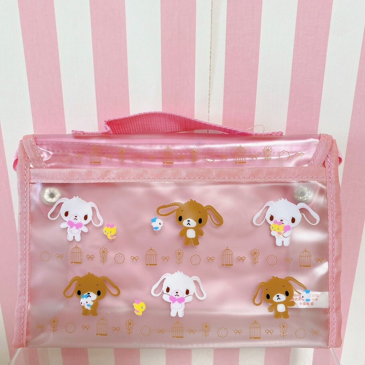 Sanrio Sugar Bunnies Pouch Pink Shirousa Kurousa Handbag Bag Travel Kawaii Rare