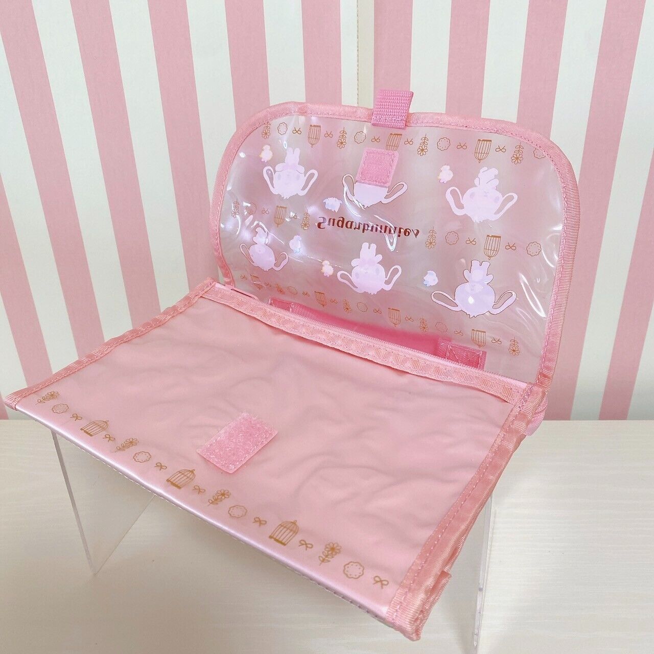 Sanrio Sugar Bunnies Pouch Pink Shirousa Kurousa Handbag Bag Travel Kawaii Rare