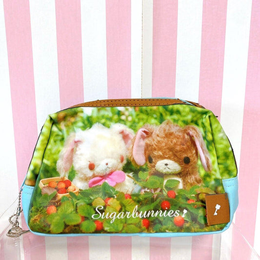 Sanrio Sugar Bunnies Small Mini Pouch Makeup Bag Live Action Garden Brown Blue