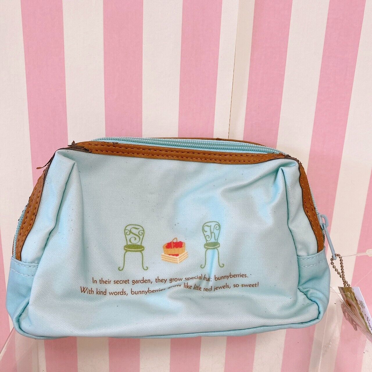 Sanrio Sugar Bunnies Small Mini Pouch Makeup Bag Live Action Garden Brown Blue