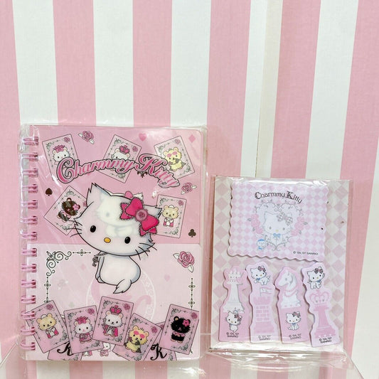 Sanrio Hello Kitty Charmmy Charmy Kitty Set 4 Pink Ring Note Sticky Stationary