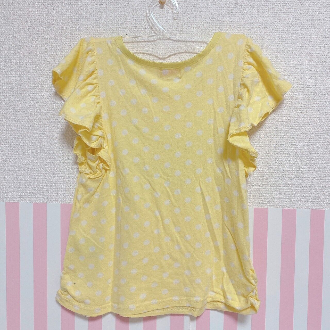 Mezzo Piano T-shirt Tops 130 Size Yellow Ribbon Short Sleeve Sequins Kawaii Kids