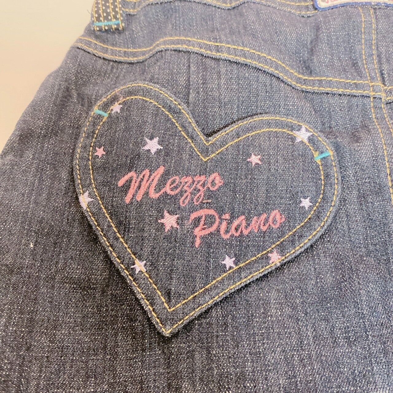 Mezzo Piano Skirt Denim 150cm Heart Frill Button Pocket Cupcake Kawaii Girl Rare