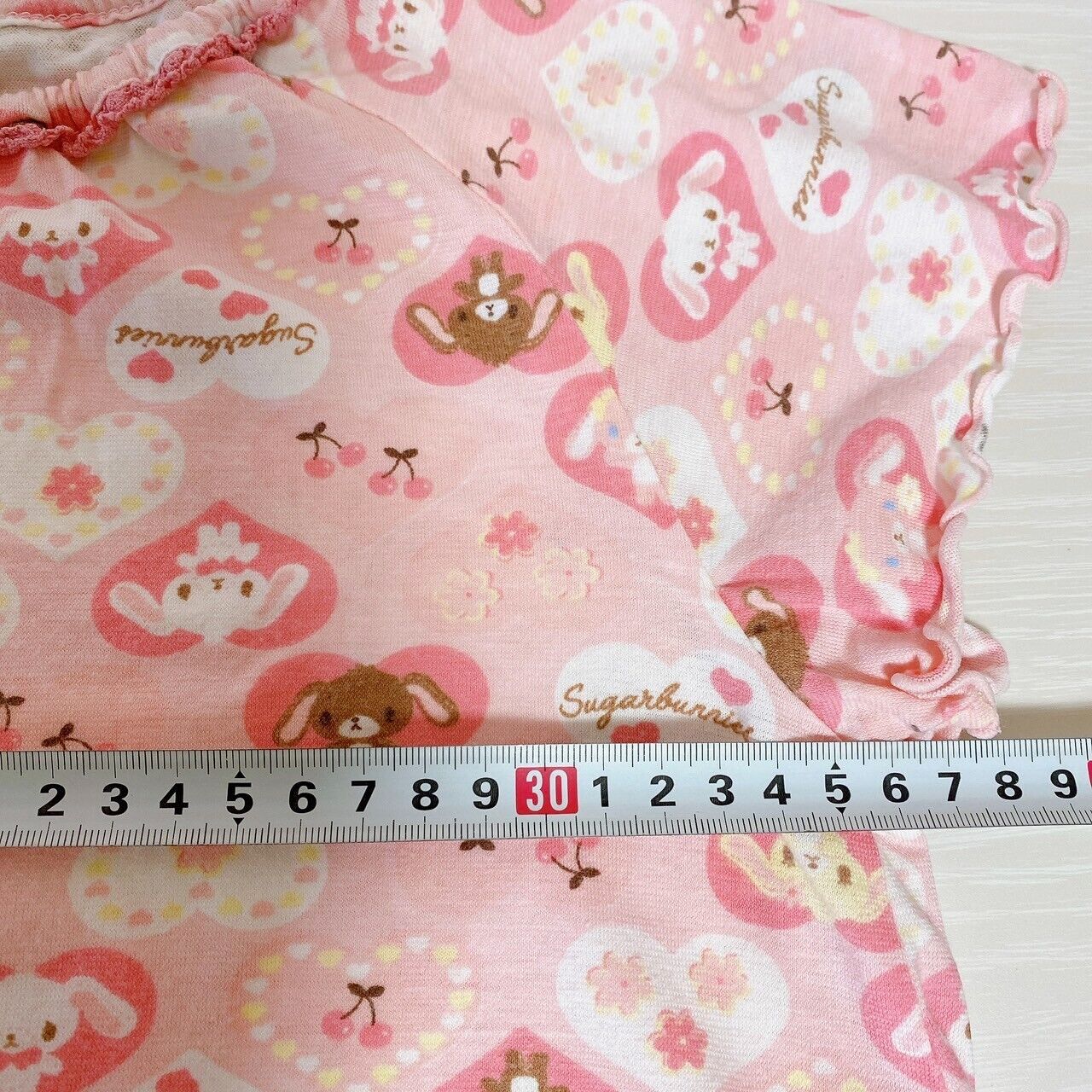 Sanrio Sugar Bunnies Summer Pajamas Kids 120cm Pink Ribbon Shirousa Kurousa Rare