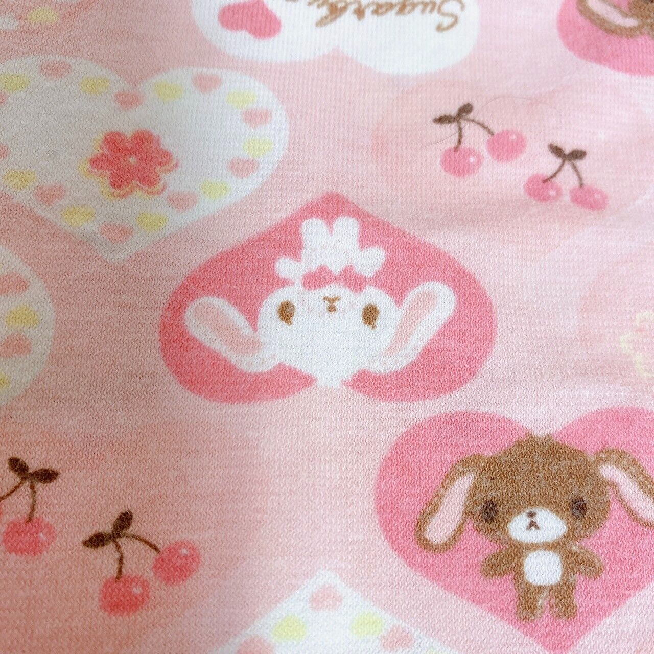 Sanrio Sugar Bunnies Summer Pajamas Kids 120cm Pink Ribbon Shirousa Kurousa Rare