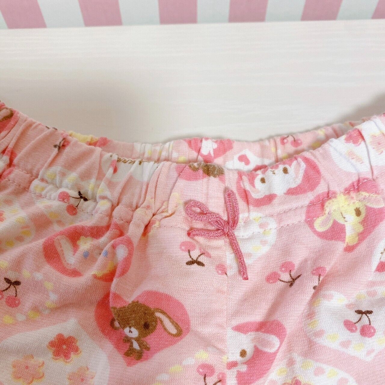 Sanrio Sugar Bunnies Summer Pajamas Kids 120cm Pink Ribbon Shirousa Kurousa Rare