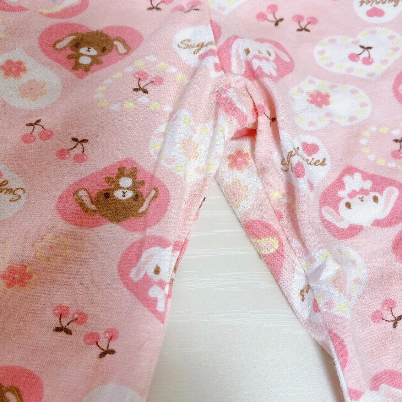 Sanrio Sugar Bunnies Summer Pajamas Kids 120cm Pink Ribbon Shirousa Kurousa Rare