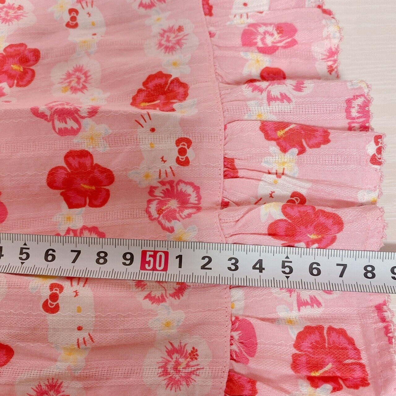 Sanrio Hello Kitty Summer Pajamas Kids 120cm Pink Red Flower Hibiscus Ribbon