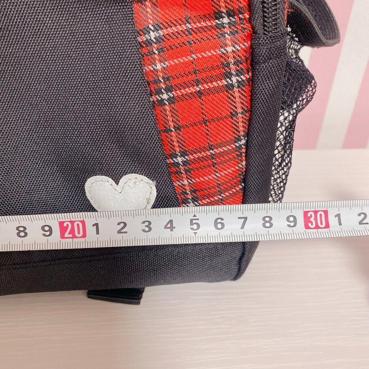 Mother Garden Rucksack Backpack School Bag Black Strawberry Plaid Heart Kawaii