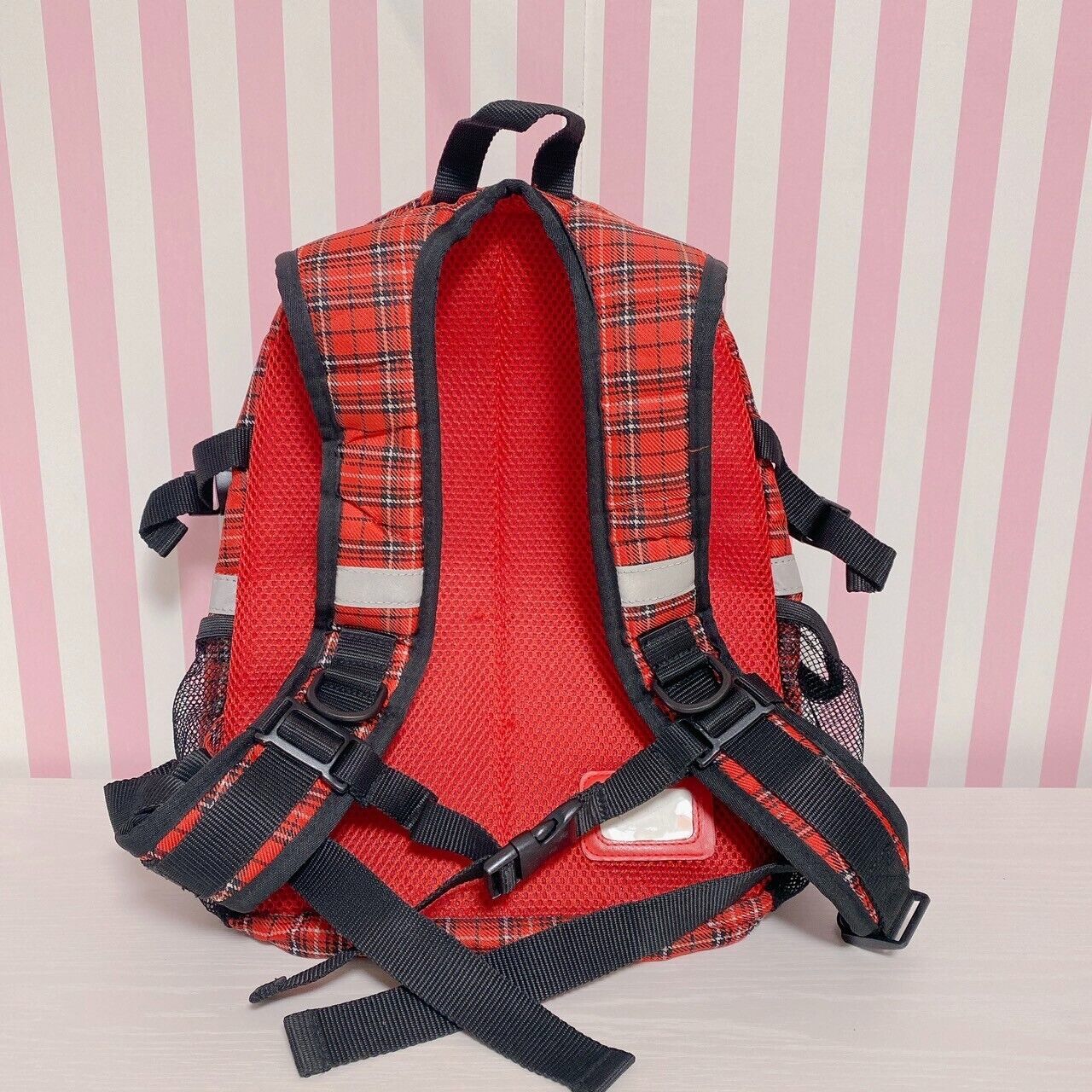 Mother Garden Rucksack Backpack School Bag Black Strawberry Plaid Heart Kawaii