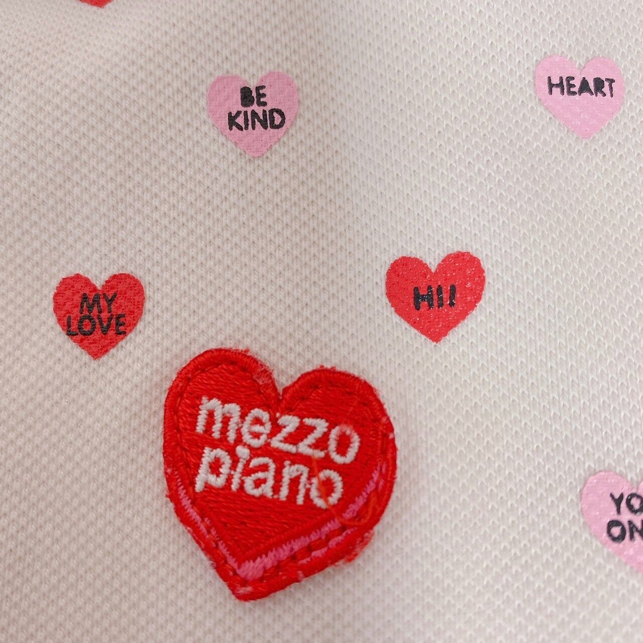 Mezzo Piano Polo Shirt 140cm Heart White Pink Red Collar Frill Tops Short Sleeve