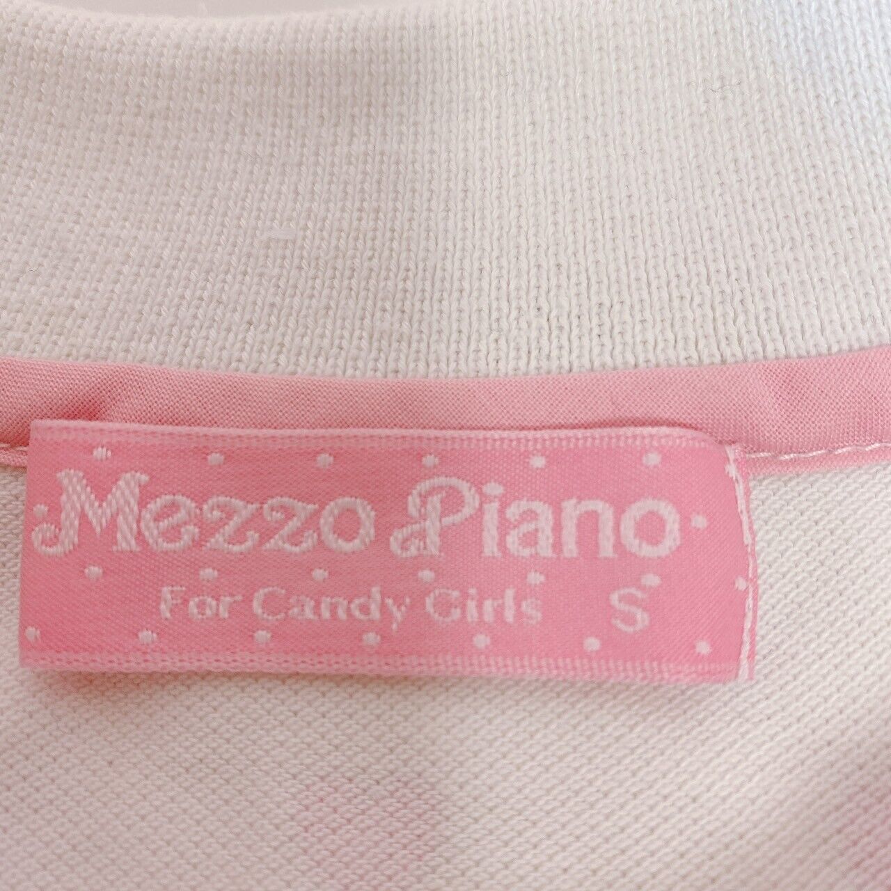 Mezzo Piano Polo Shirt 140cm Heart White Pink Red Collar Frill Tops Short Sleeve