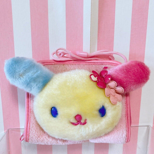 Sanrio Usahana Wallet Coin Case Purse Plush Pink Rabbit Neck Strap Fluffy Kawaii