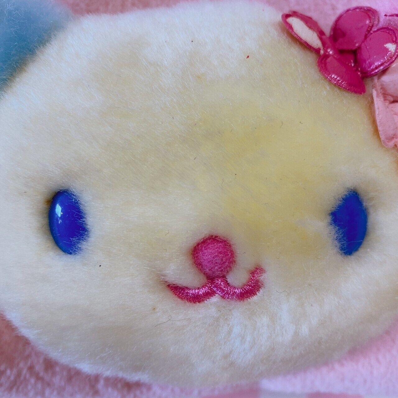 Sanrio Usahana Wallet Coin Case Purse Plush Pink Rabbit Neck Strap Fluffy Kawaii