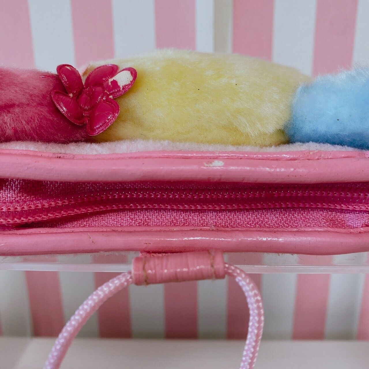 Sanrio Usahana Wallet Coin Case Purse Plush Pink Rabbit Neck Strap Fluffy Kawaii