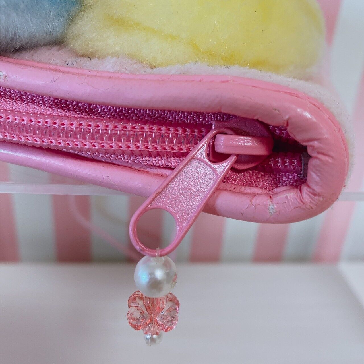 Sanrio Usahana Wallet Coin Case Purse Plush Pink Rabbit Neck Strap Fluffy Kawaii