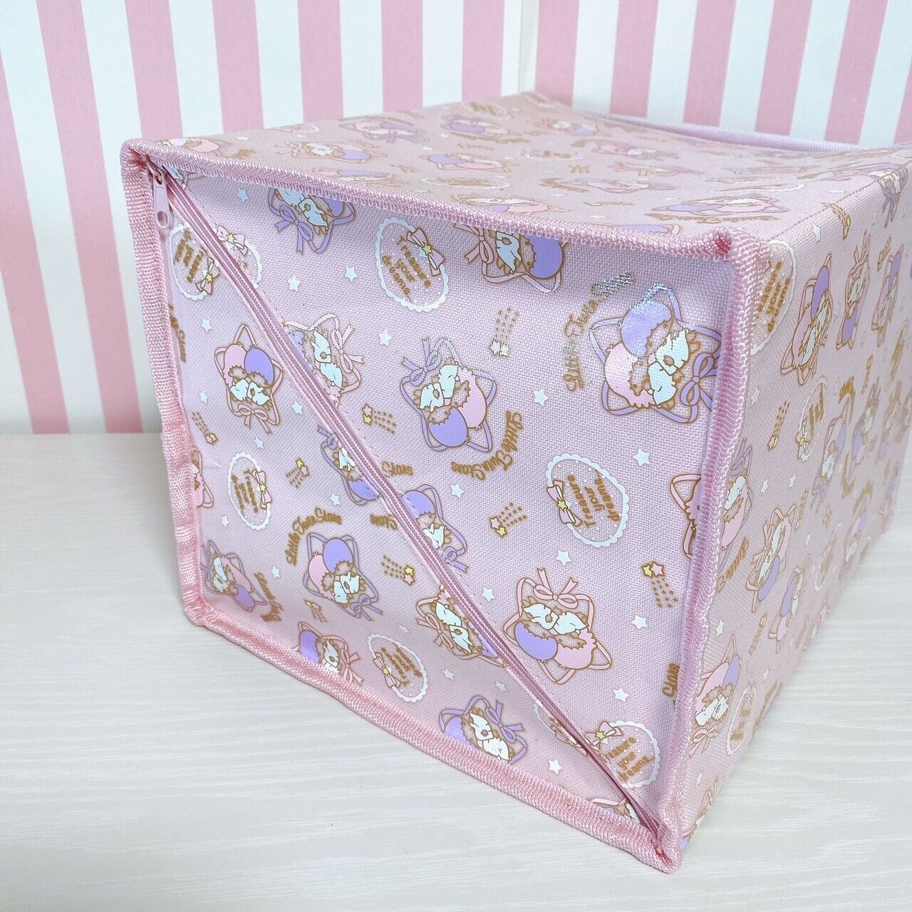 Sanrio Little Twin Stars Kiki Lala Storage Box Pink Ribbon Partition Character