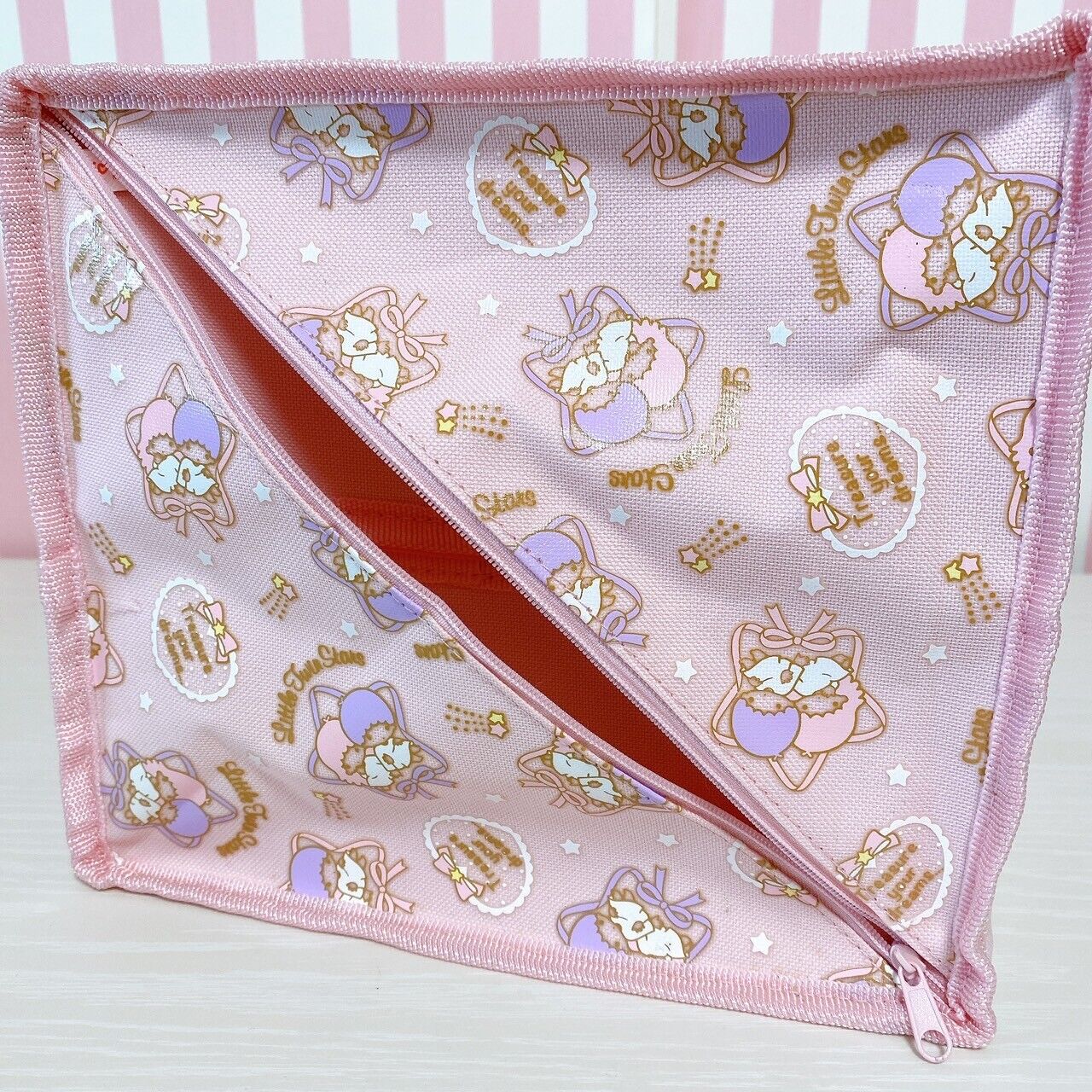 Sanrio Little Twin Stars Kiki Lala Storage Box Pink Ribbon Partition Character