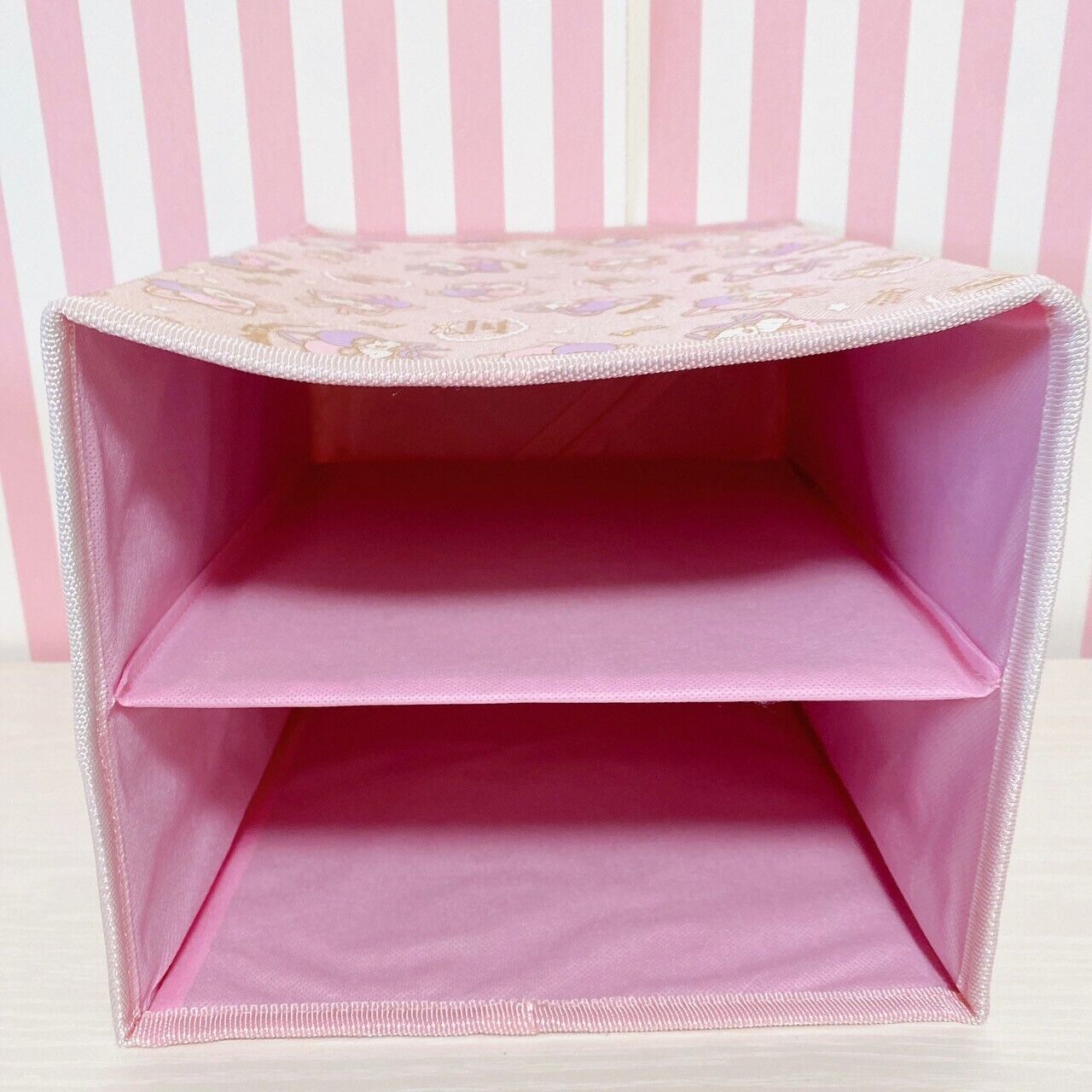 Sanrio Little Twin Stars Kiki Lala Storage Box Pink Ribbon Partition Character