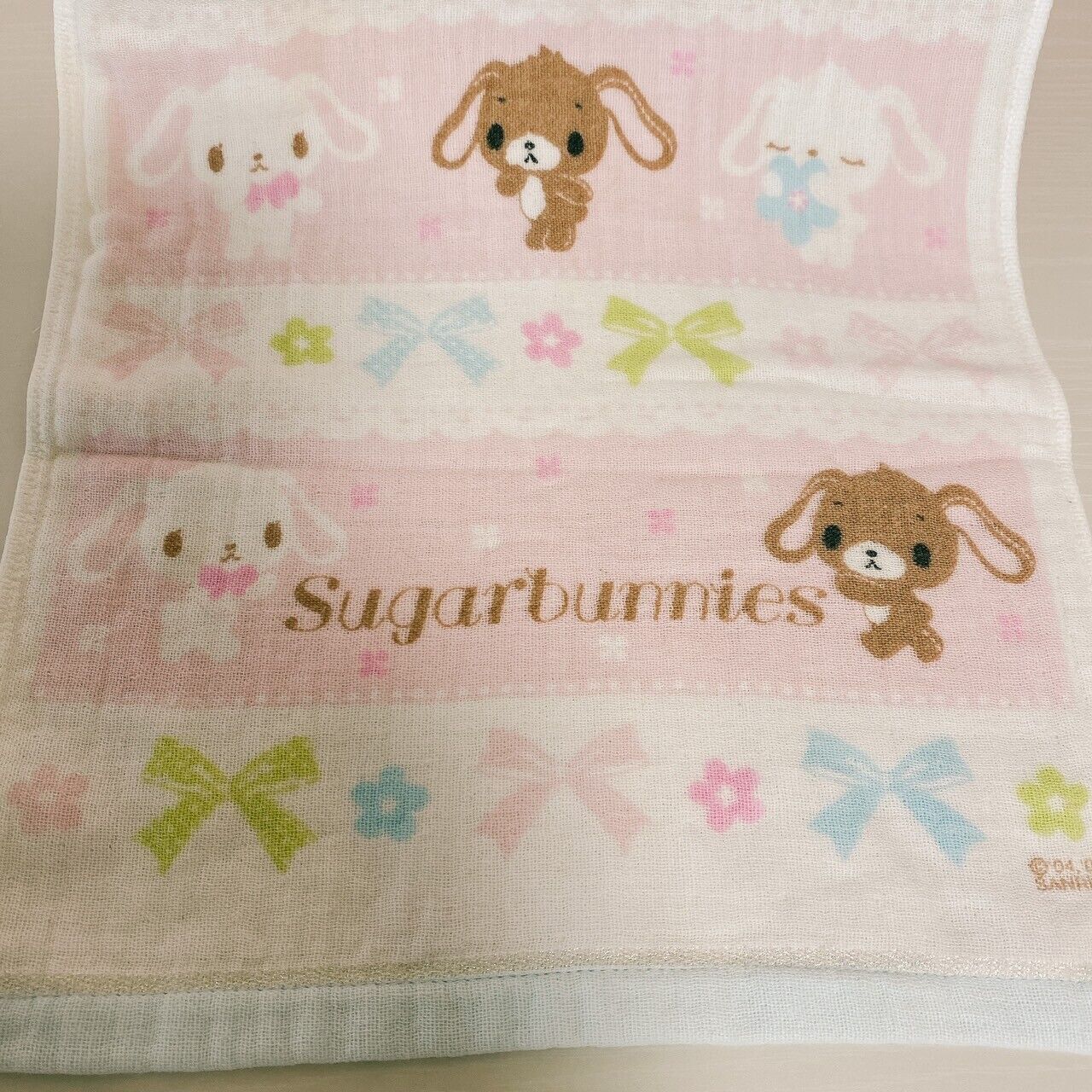 Sanrio Sugar Bunnies Gauze Towel Set 2 Pink Yellow Shirousa Kurousa Kawaii Rare