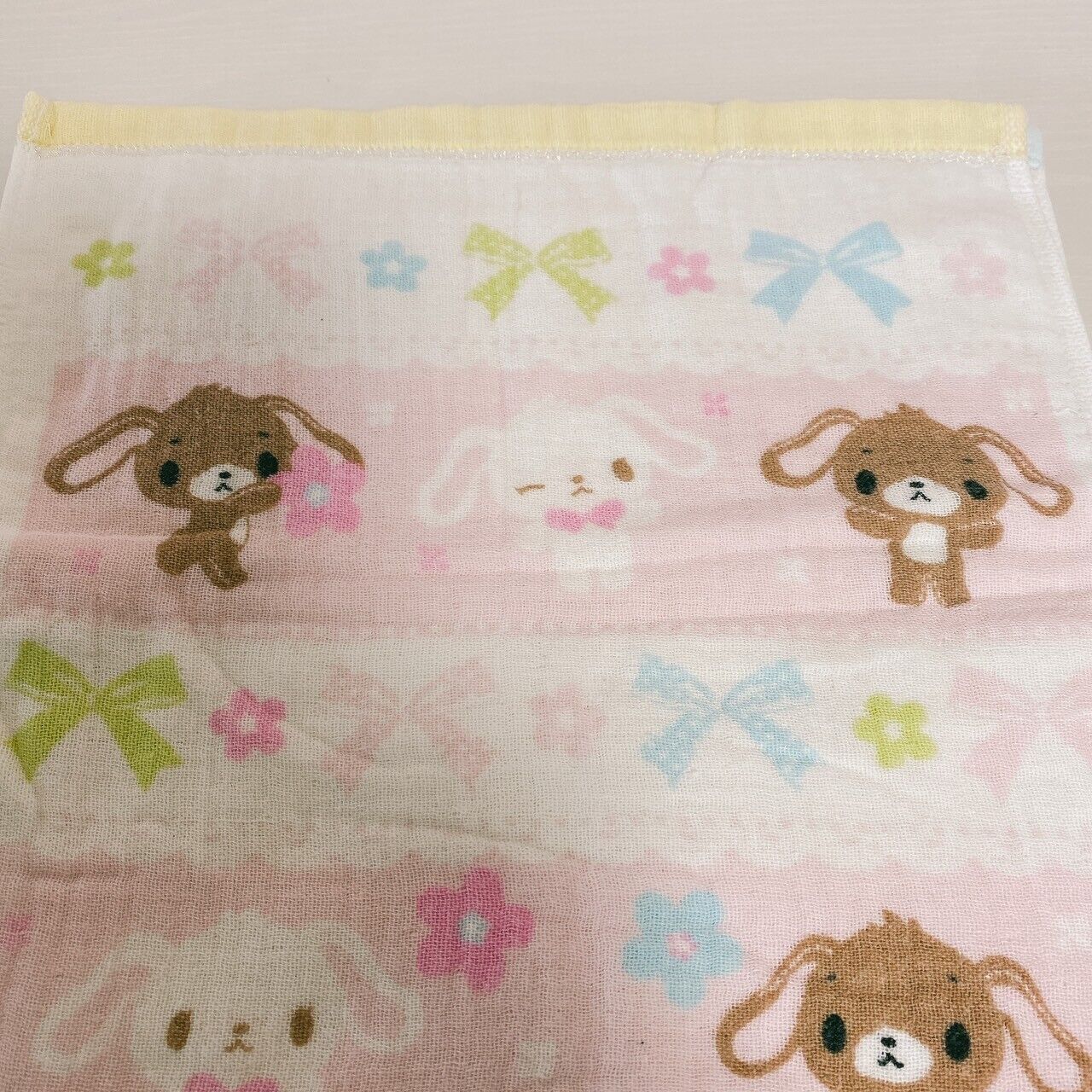 Sanrio Sugar Bunnies Gauze Towel Set 2 Pink Yellow Shirousa Kurousa Kawaii Rare