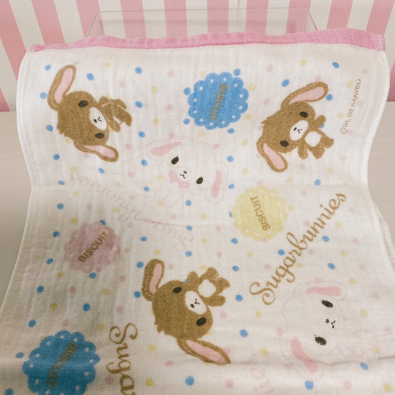 Sanrio Sugar Bunnies Gauze Towel Set 2 Pink Yellow Shirousa Kurousa Kawaii Rare