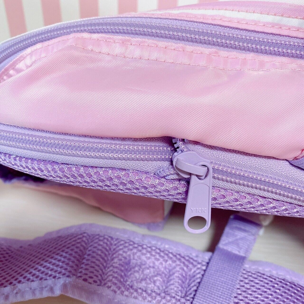 Mother Garden Rucksack Backpack School Bag Pink Purple Ribbon Strawberry Stripe