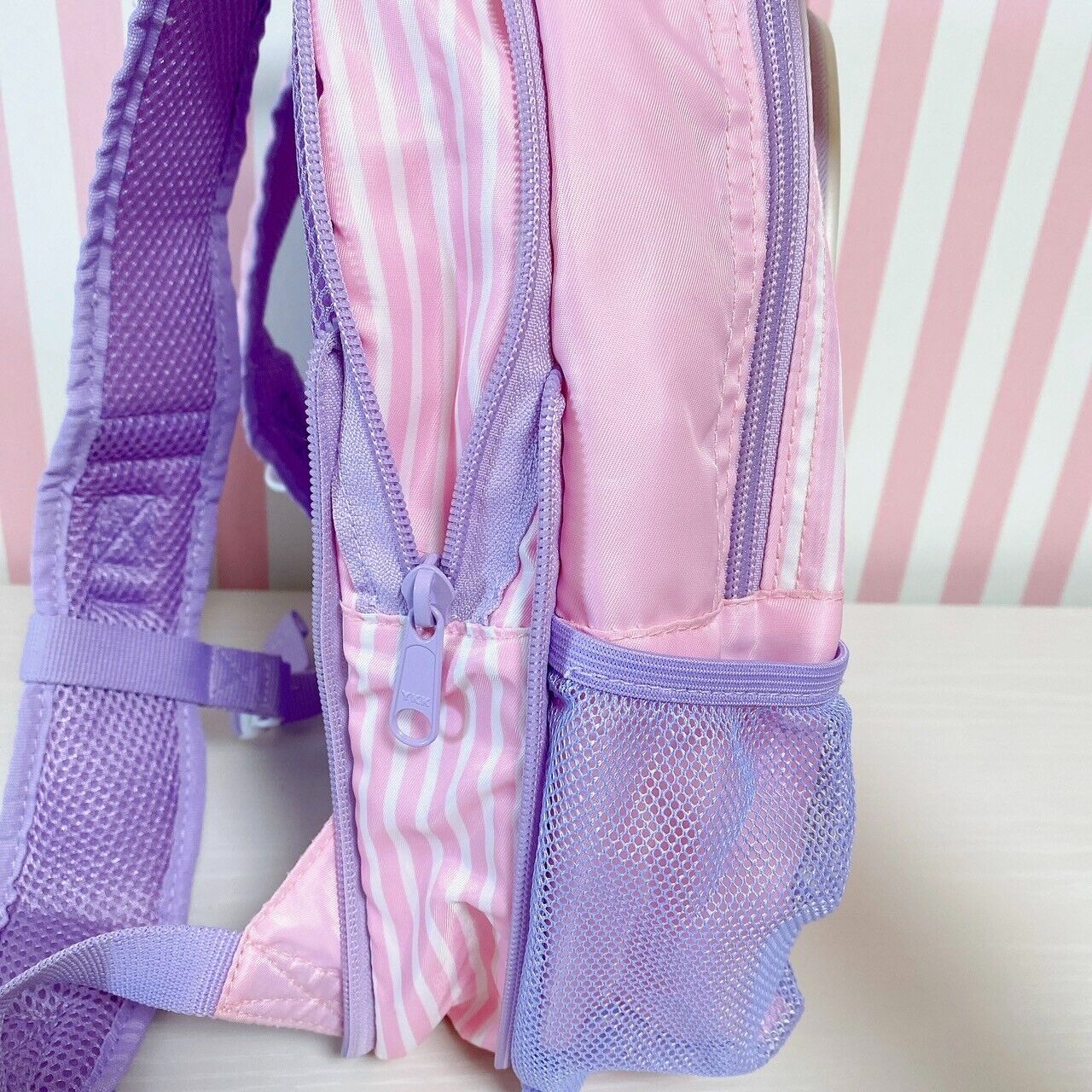 Mother Garden Rucksack Backpack School Bag Pink Purple Ribbon Strawberry Stripe