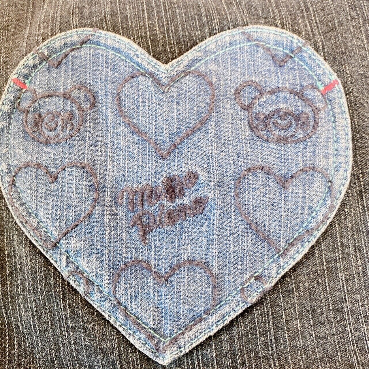 Mezzo Piano Denim Skirt L Size Blue Bear Frill Heart Cute Girl Kawaii Kids Rare